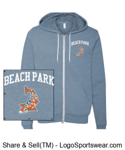 Beach Park Adult full zip hoodie, light blue Design Zoom